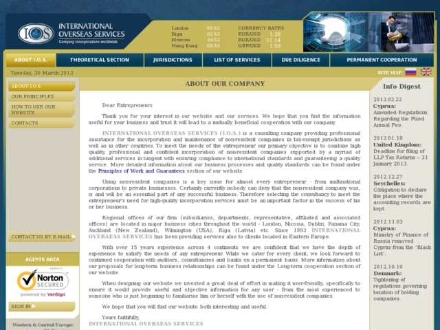 I.O.S. International Overseas Services pārstāvniecība, 